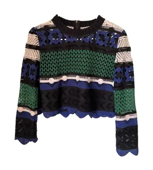SEA New York Top 0 lace thick blue green crop Shirt street‎ wear Striped thumbnail 1