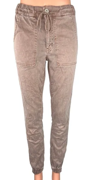 American Eagle Tan Beige Drawstring Cargo Skinny Zip Utility Jogger Pants Sz 6 thumbnail 1
