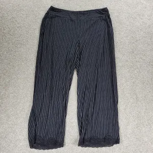 Soma Cool Collection Night Pajama Set S/M Black Stripes Lace Trim Crop Button Up thumbnail 9