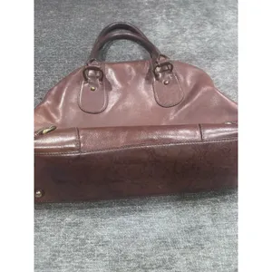 Banana Republic Brown Leather Bowling Satchel Bag Brass Buckles Y2K Slouchy thumbnail 5