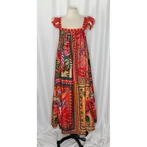 Anthropologie FARM RIO Mosaic Midi Dress Cotton Pockets Colorful Tropical Medium thumbnail 2