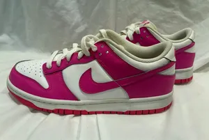 Nike Dunk Low GS Laser Fuchsia Pink White Barbie FB9109-102 Sneakers Size 7Y thumbnail 1