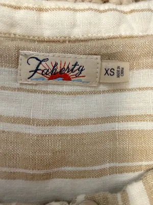 Faherty Isha Linen Tank Top XS Natural Bombay Stripe Sleeveless Coastal Boho thumbnail 5
