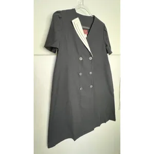 1990s Jeanette Maternities Black Minimalist Swing Dress Medium to Large thumbnail 15