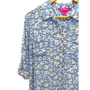 LILLY PULITZER Natalie Cover-Up Shirtdress Blue White Daisy Floral Dress S thumbnail 2