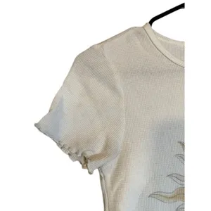 American Eagle White Celestial Sun Short Sleeve Crop Top T-Shirt Women Sz S thumbnail 3