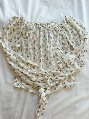 Hollister White Floral Off Shoulder Top thumbnail 1