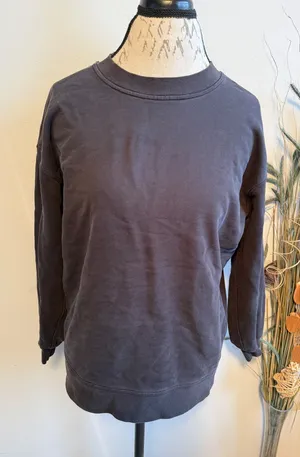 Lululemon Perfectly Oversized Crewneck Sweatshirt Black Charcoal Grey A1‎ thumbnail 1
