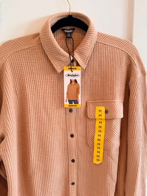 Buffalo Jeans Tan Waffle Knit Button-Down Shirt Jacket NWT Size Medium Womens thumbnail 4