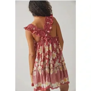 NWT Free People Intimately Bali Wild Daisy Slip Mini Dress Renaissance Red Combo thumbnail 3