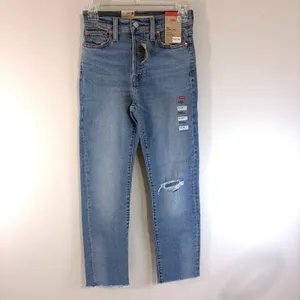 Levis Wedgie Straight High Rise Distressed Jeans Light Wash‎ 25x28 NEW Capsule thumbnail 2