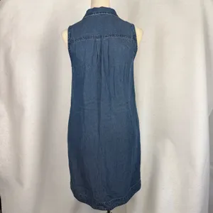 J.McLaughlin Denim Shirt Dress Womens Small Sleeveless Lyocell Linen Blend Blue‎ thumbnail 5