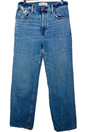 Abercrombie & Fitch 90s Relaxed High Rise Blue Denim Distressed Jeans Size 27 4 thumbnail 1