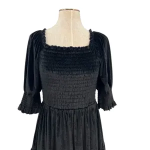 Baltic Born Bliss Smocked Velvet Dress Mini Tiered‎ Black Size Medium thumbnail 5