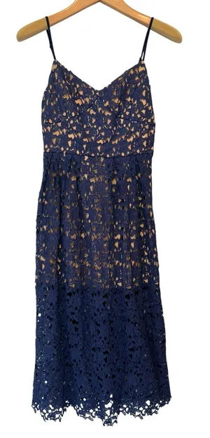 Toby Heart Ginger x Love Indie Navy Crochet Lace Midi Dress Medium NWT thumbnail 1