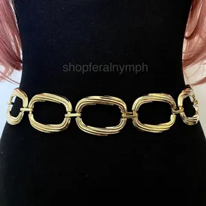 Gold Y2K Chunky Textured Oval Link Waist Chain Belt, Fits 20-40 Inches, X7GA1407 thumbnail 3