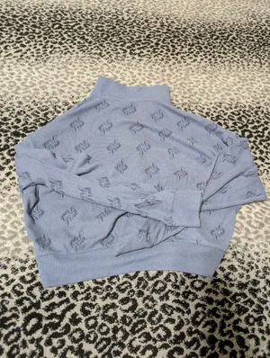 Victoria's Secret PINK Blue Long Sleeve Cropped Sleep Shirt Size Small thumbnail 3