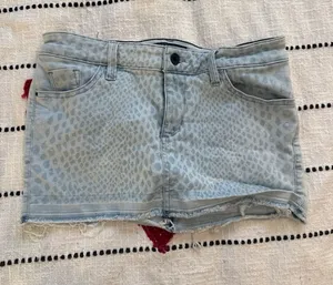 Guess Light Blue Animal Print Denim Mini Skirt thumbnail 1