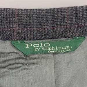 Polo Ralph Lauren Plaid Blazer Vintage Wool Gray USA Made thumbnail 3