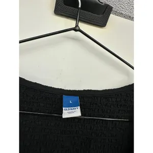 Old Navy Womens Black Smocked Square Neck Cotton Balloon Sleeve Midi Dress L thumbnail 6
