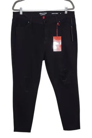 Jennifer Lopez Black Distressed Skinny Ankle Jeans Size 16 NWT thumbnail 1