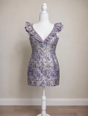 Buddy Love Winslet Ruffled Metallic Floral Mini Dress thumbnail 7