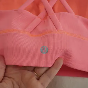 Lululemon Size 4 Energy High Neck Longline Bra‎ Ribbed Sunset Pink Orange Gym thumbnail 3