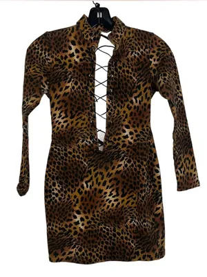Cheetah Print Lace-Up Bodycon Mini Dress thumbnail 1