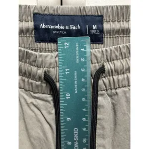 Abercrombie & Fitch Khaki Brown Jogger Pants High Rise Zip Size M Elastic‎ Hem thumbnail 3
