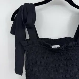 Love Tree Smocked Tie Strap Tiered Maxi Dress Black Boho Cottagecore Festival SM thumbnail 3