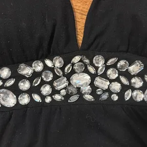 Love Rocks Black Halter Bedazzeled Tank Top Sexy Party Womens y2k 90s McBling thumbnail 4
