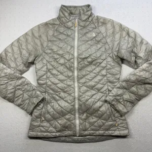 The North Face ThermoBall Jacket Women’s Small Silver Gray Quilted Puffer thumbnail 1