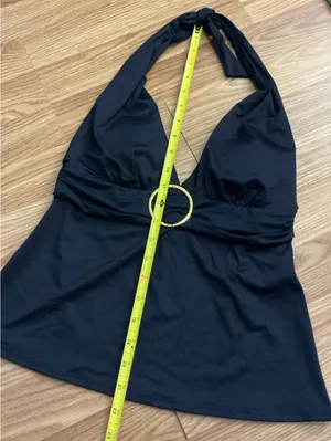 Lauren Ralph Lauren Navy Blue Halter Deep V Tankini Swim Top Size 8 thumbnail 4