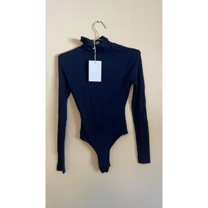 Hill‎ House The Luna Bodysuit Womens Size XS Navy Stretch turtleneck New thumbnail 2
