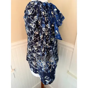 Ulla Johnson Asima Batik One Shoulder Top Blue Black Size 6 thumbnail 11
