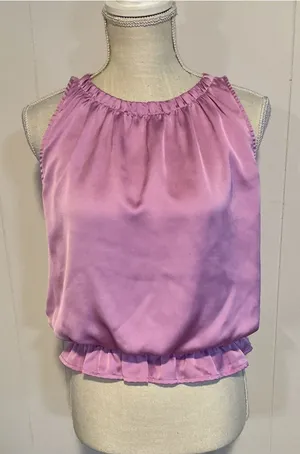 Ann Taylor Lavender Satin Halter with Ruffle Hem thumbnail 1