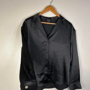 Satin Blouse Black Luxe Rachel Zoe Whimsigoth Minimalist Large thumbnail 2