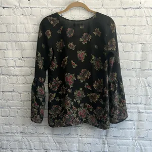 Abercrombie‎ and Fitch Floral Black Sheer Women's Blouse Size XS thumbnail 2