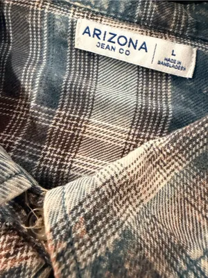 Arizona Jean Co Size L Plaid Acid Wash Flannel Shirt Oversized Grunge Shacket thumbnail 7