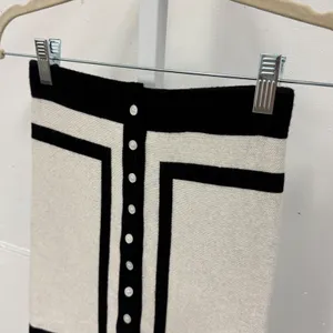 EGGS Knit Mini Skirt Black White Colorblock Button Front‎ Stretch XXS/XS thumbnail 3
