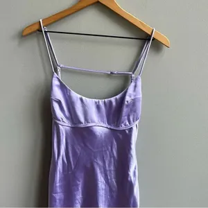 Hello Molly Famous Fit Lilac Lavender Satin Slip Mini Dress Size Medium thumbnail 5