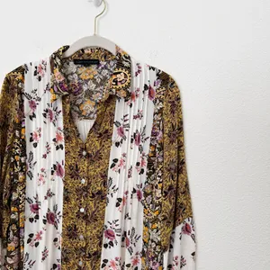 [Jane & Delancey] Mixed Floral Print Button Down Oversized Boho Blouse Sz Large thumbnail 9