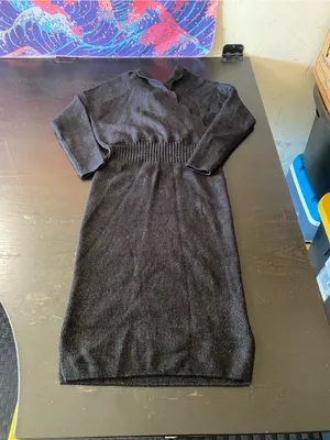 Black Long Sleeve Knit Wrap-Style Dress thumbnail 5