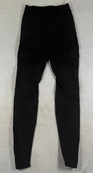 Alo Yoga High-Waist Moto Legging Black Ribbed Mesh Performance W0245R Size XS thumbnail 1