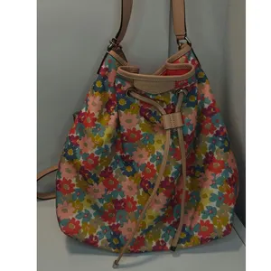 Vintage Tan Floral Coach Tote thumbnail 3