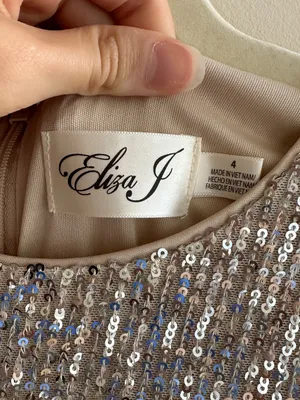 Eliza J Silver Long Sleeve Sequin Mini Dress, Party Cocktail Holiday, Size 4 thumbnail 13