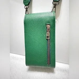 Green Synthetic Leather Crossbody Bag with Removable coin purse/or AirPods case thumbnail 3