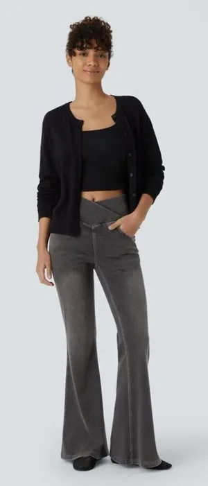✨Halara Flex™ High Waisted Crossover Pocket Washed Casual Flare Sz XL Jeans✨ thumbnail 1