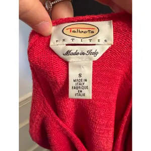 Vintage Talbots Italian Knit Cardigan Tomato Red Minimalist V-Neck Viscose Blend thumbnail 7