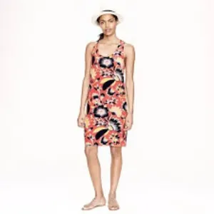 J Crew Tropical Silk Hibiscus Coral Twist Back Sundress thumbnail 3